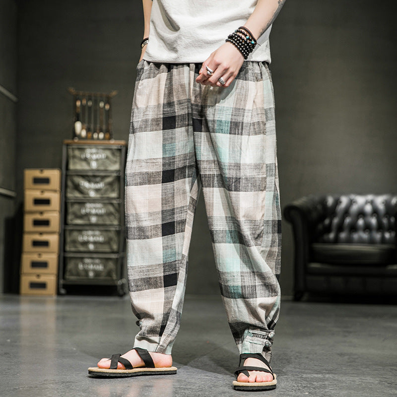 Men's Classic Plaid Ankle Banded Slacks with a Timeless Twist