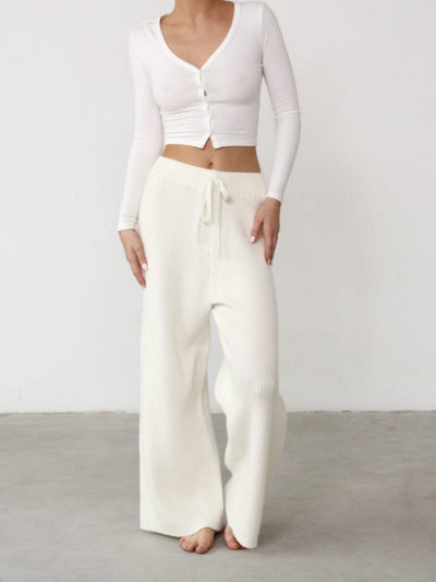 Organic Thermal Knit Wide Leg Pant