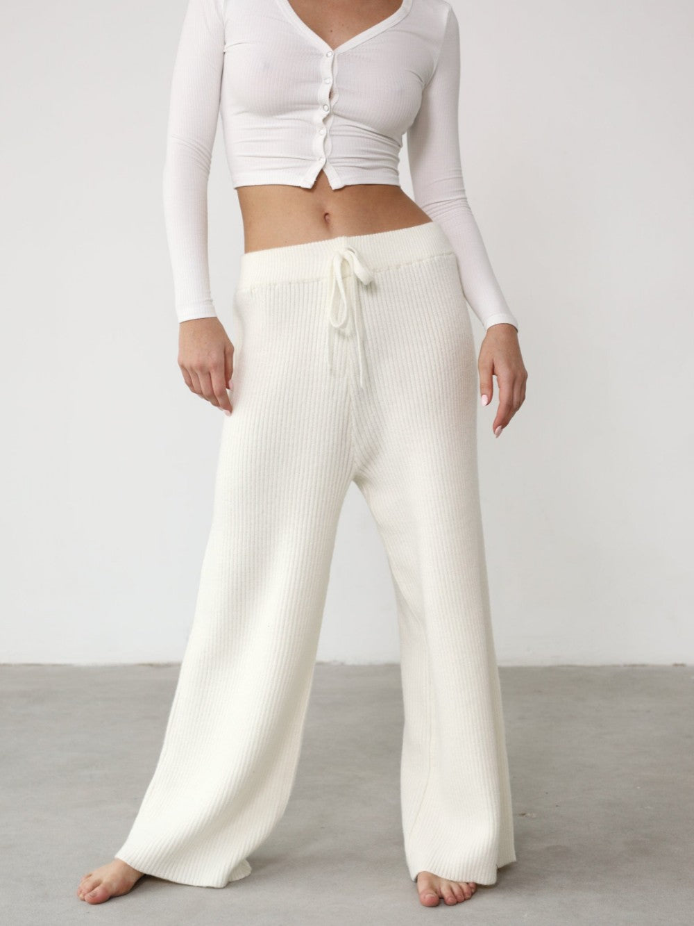 Organic Thermal Knit Wide Leg Pant