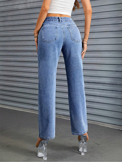 Straight-Leg Washed Jeans