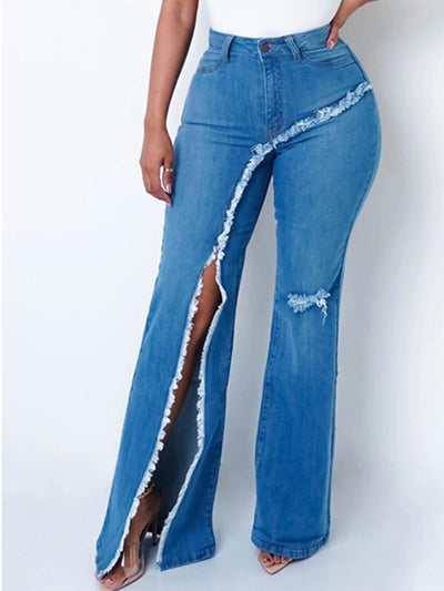 Fashion design slit jeans