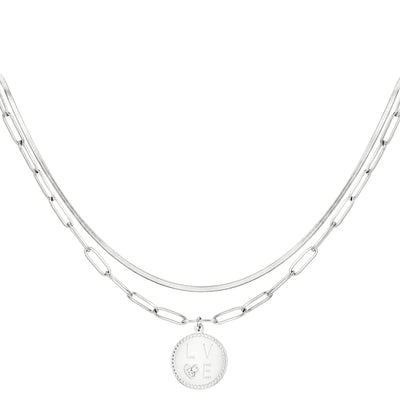 Ketting | Meerlaagse ketting Love zilver