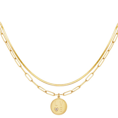 Ketting | Meerlaagse ketting Love goud