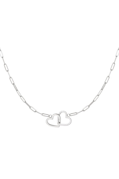 Ketting | Linked hearts zilver