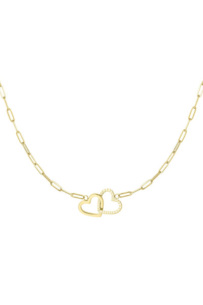 Ketting | Linked hearts goud