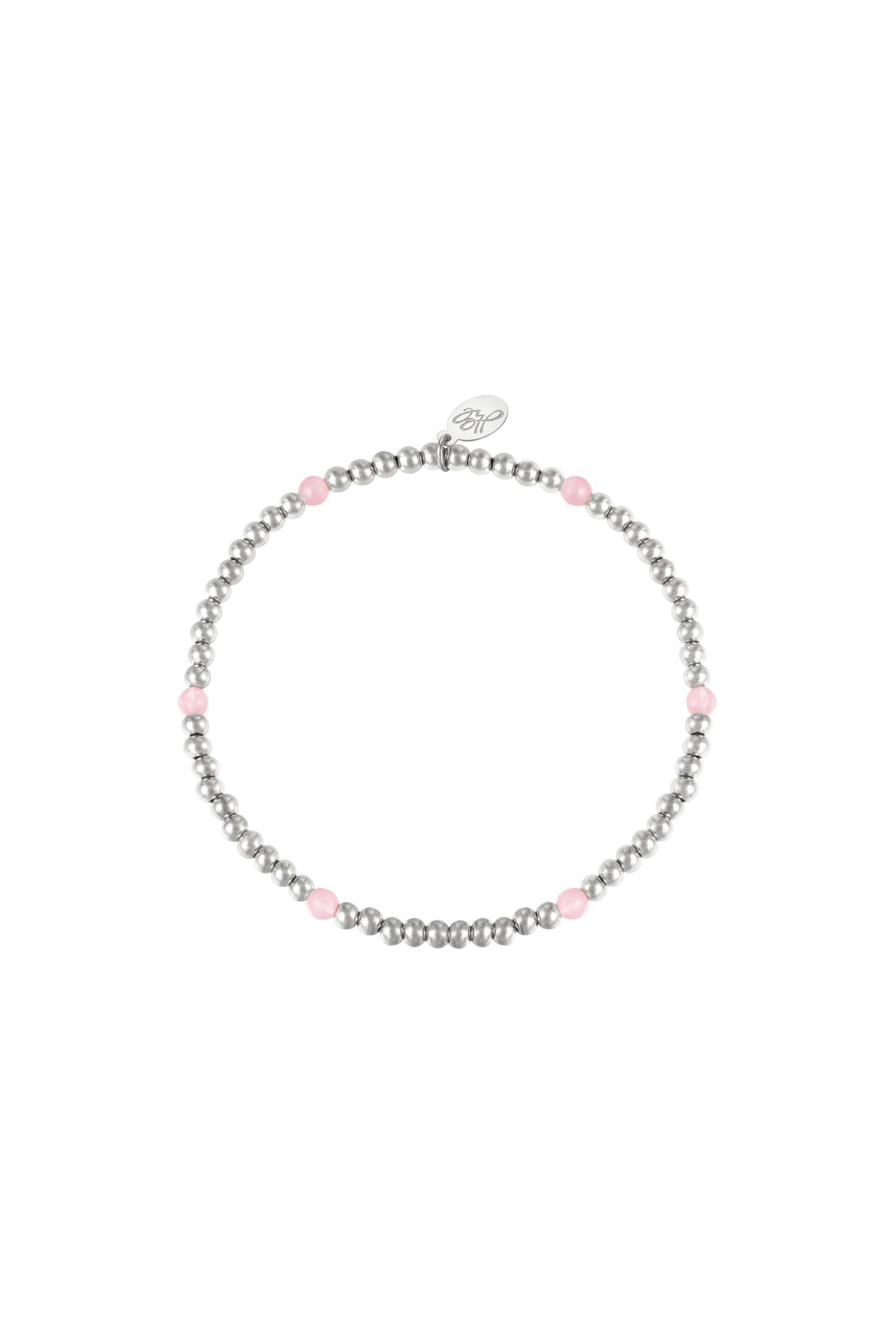 Armband | Zilveren armbandje met roze kraaltjes