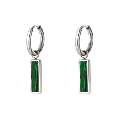 Oorbellen | Green bar zilver