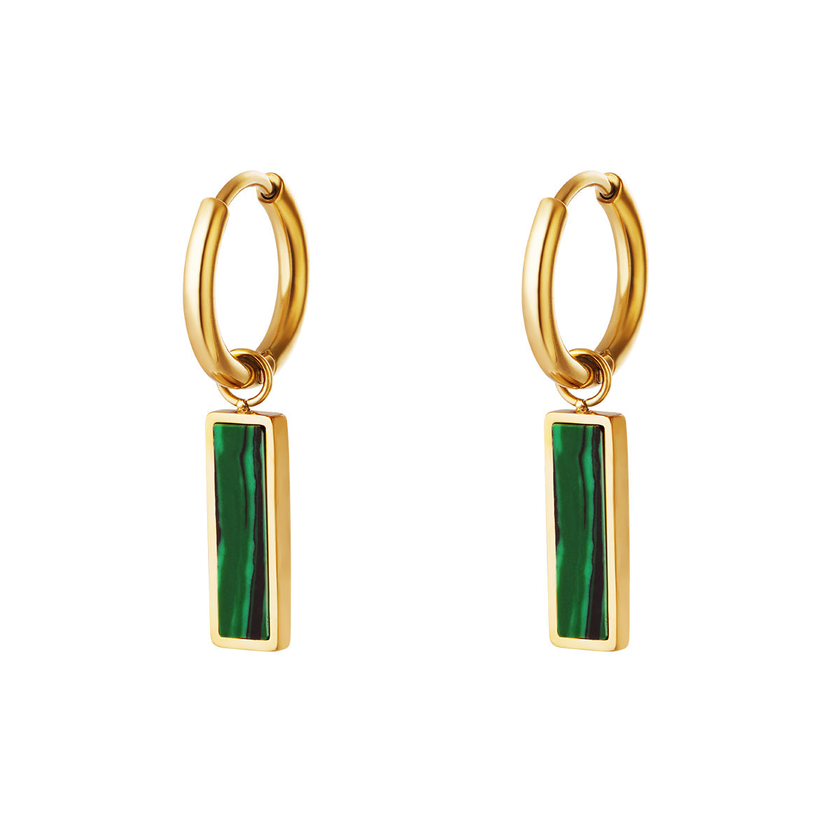 Oorbellen | Green bar goud