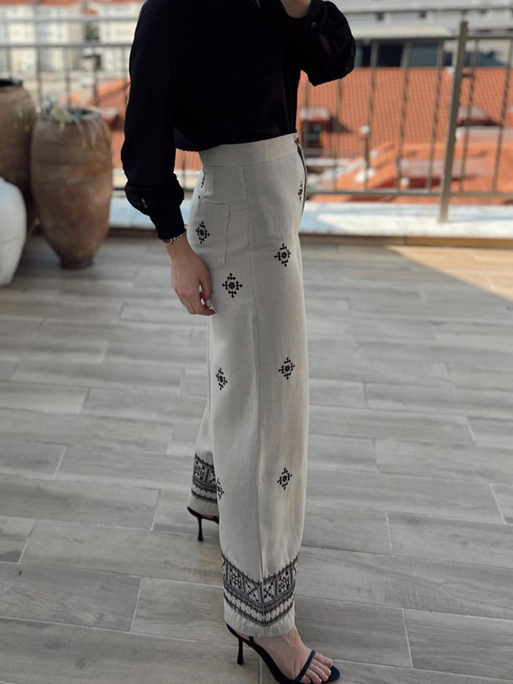 Flora Linen Blend Trousers