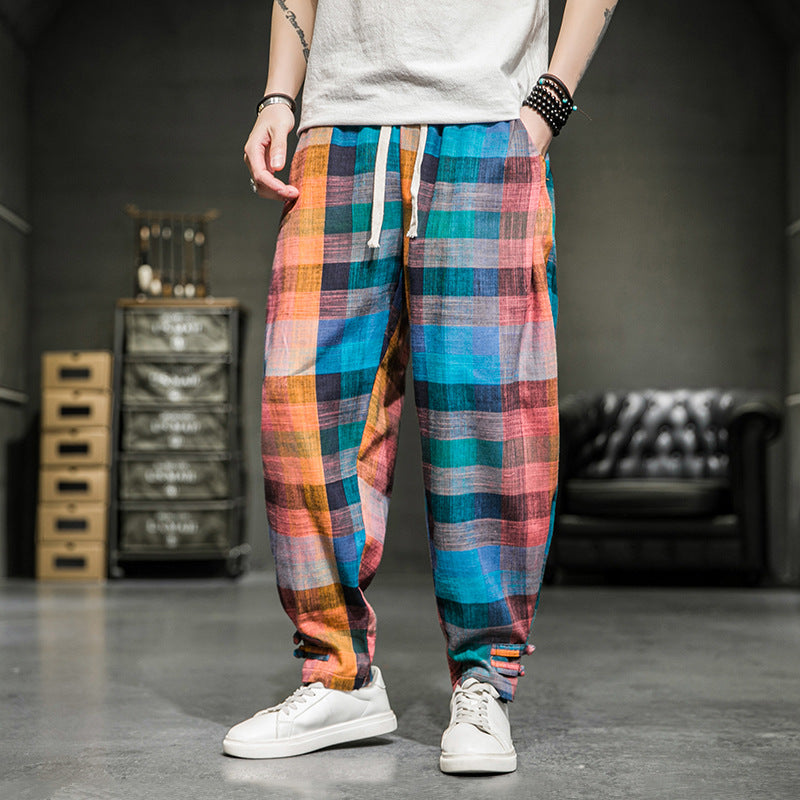 Men's Classic Plaid Ankle Banded Slacks with a Timeless Twist