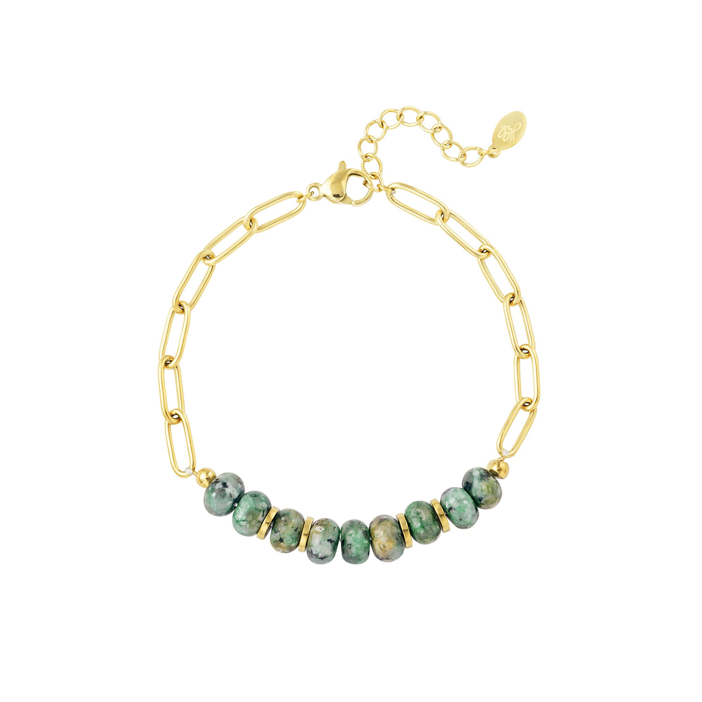 Armband | Chunky met groene steentjes