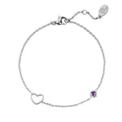 Armband | Geboortesteen februari zilver