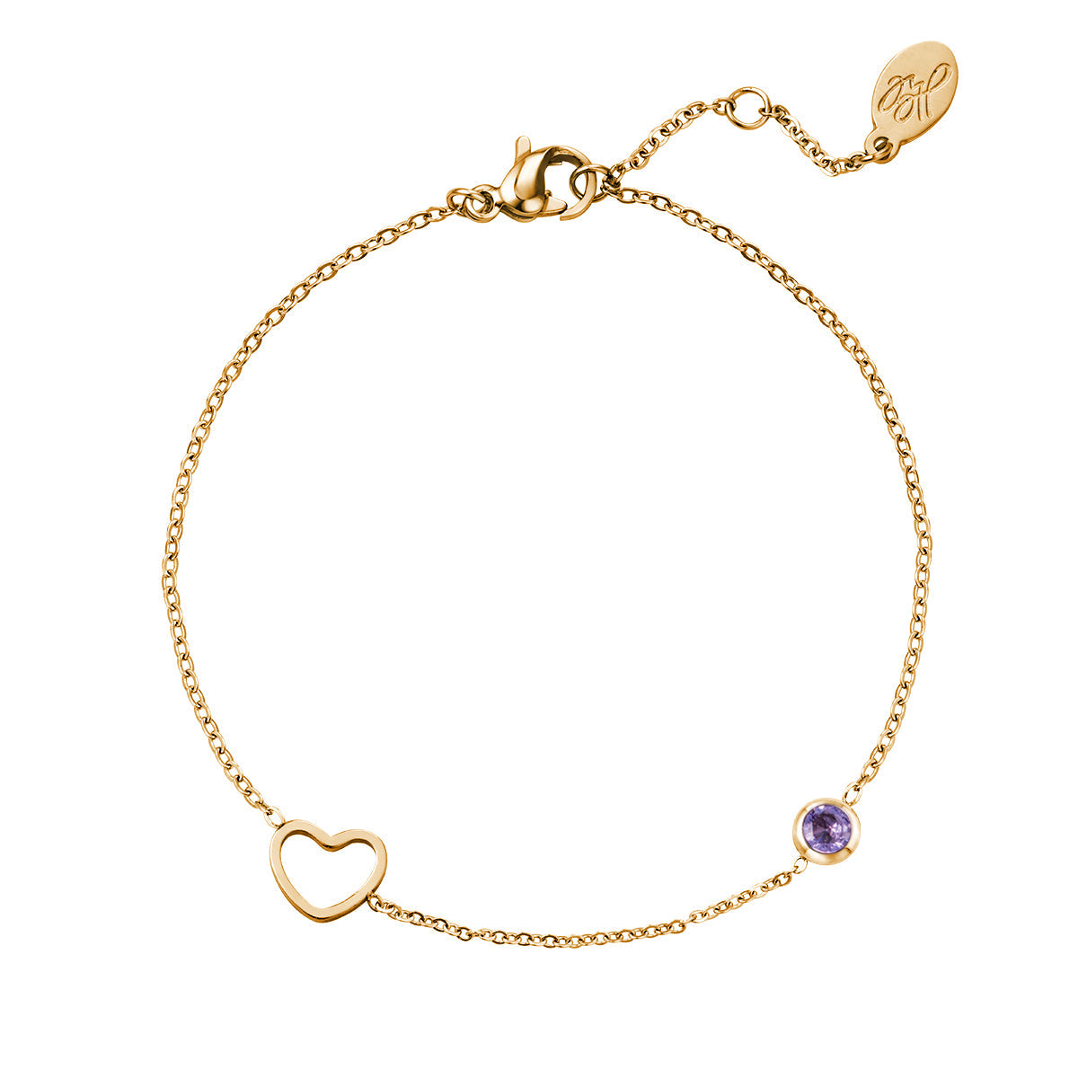 Armband | Geboortesteen februari goud