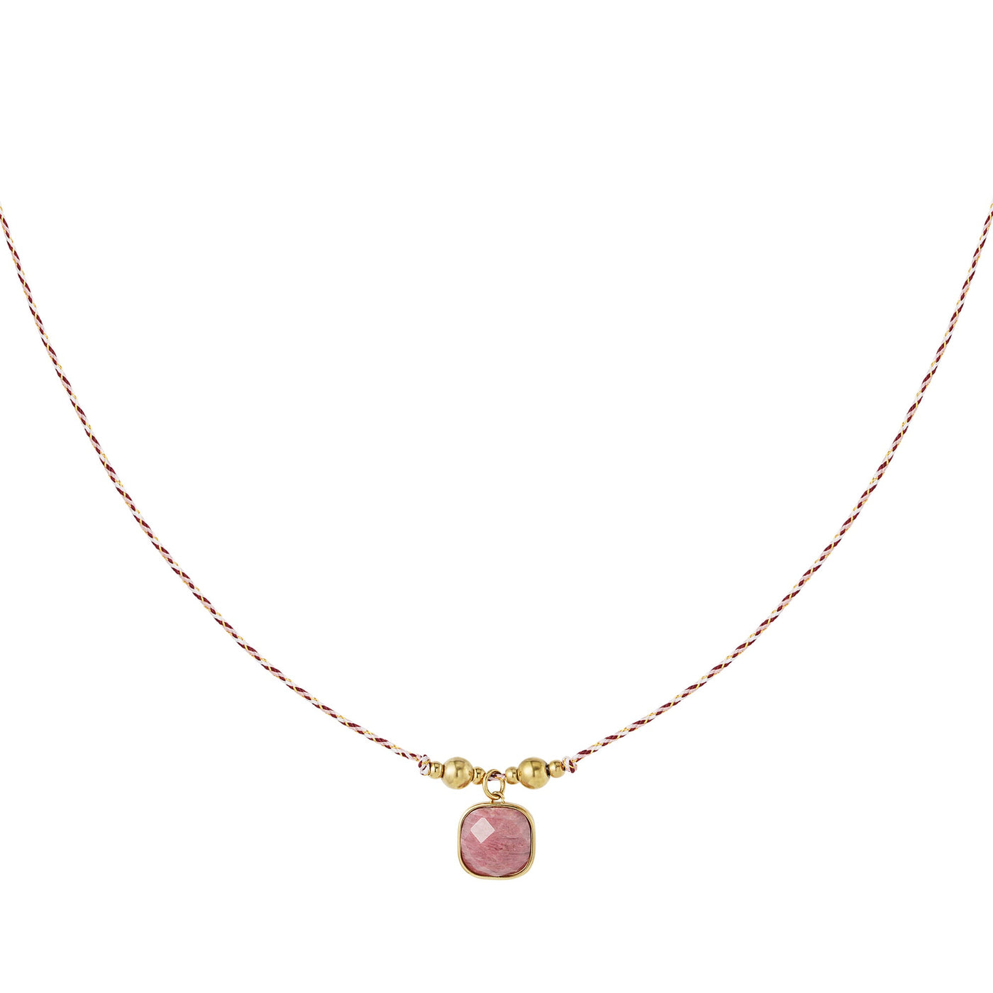 Ketting | Grote steenbedel roze