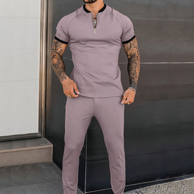 Men's Fashion Casual Slim-fit Short Sleeve Top Pants