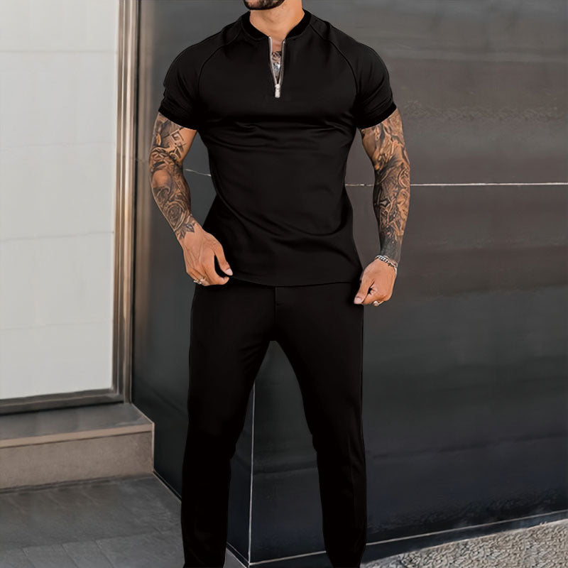 Men's Fashion Casual Slim-fit Short Sleeve Top Pants