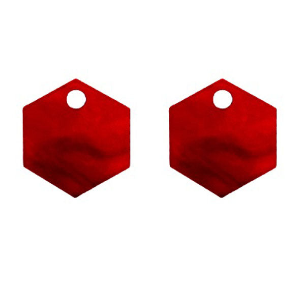 Oorbelhangers | Resin hexagon rood