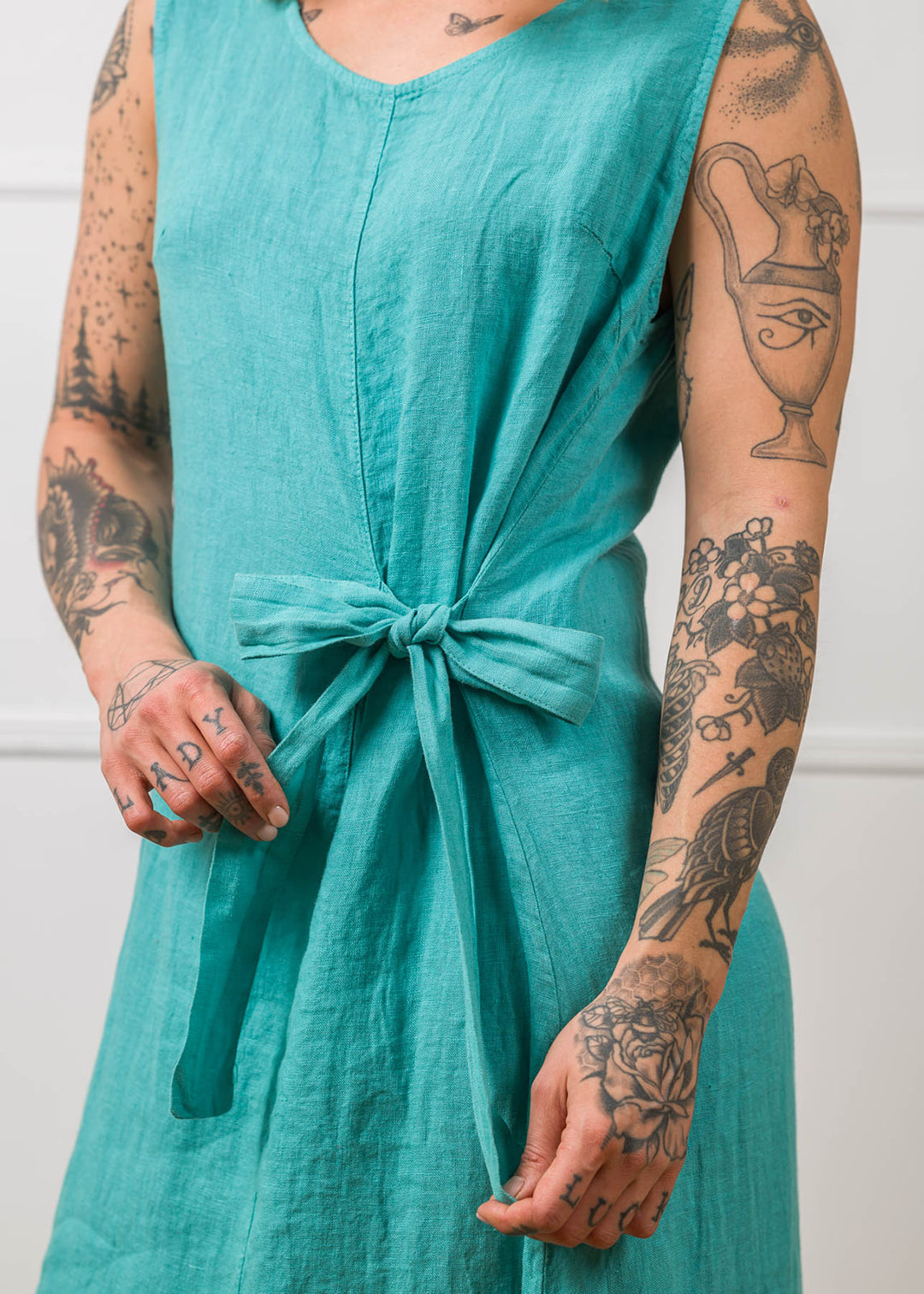 Mia | Linen Tie Midi Dress