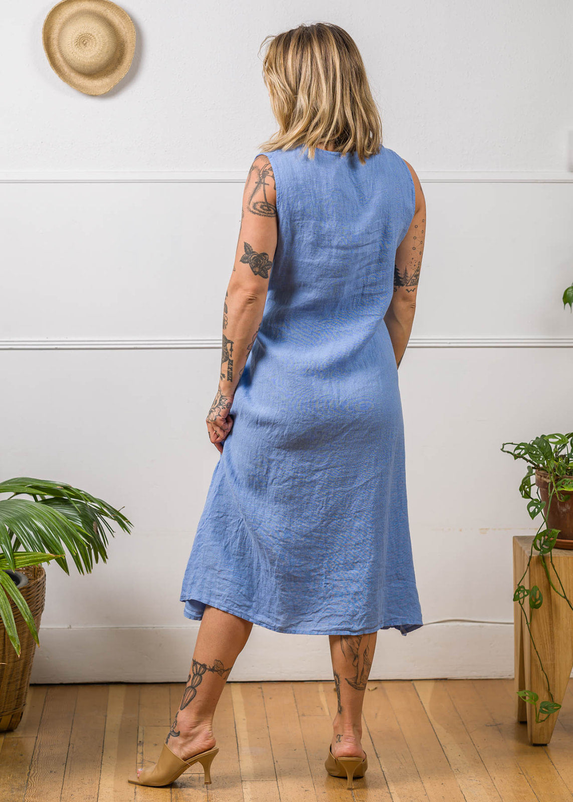 Mia | Linen Tie Midi Dress