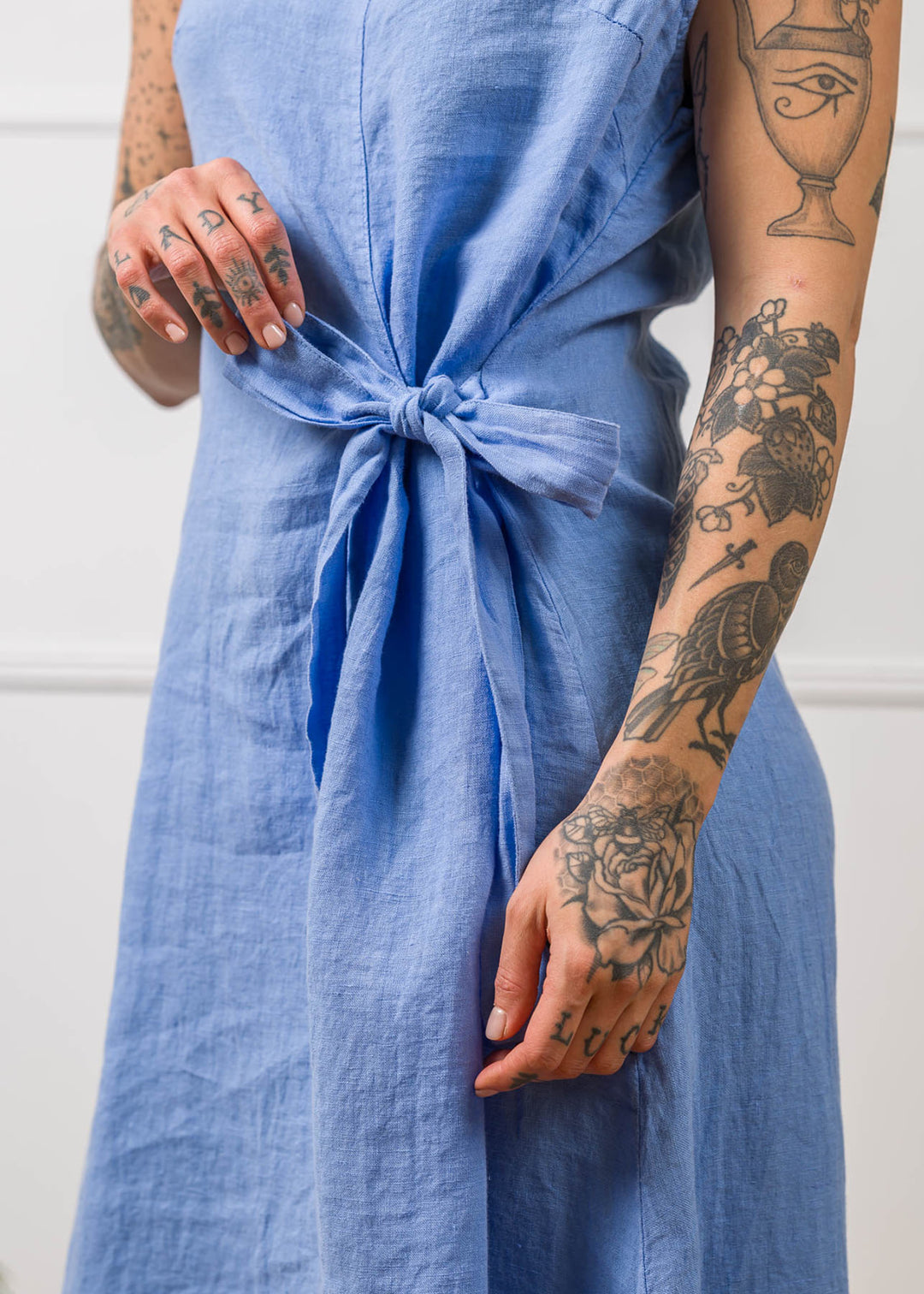 Mia | Linen Tie Midi Dress