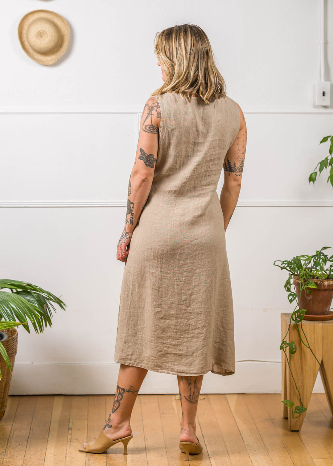 Mia | Linen Tie Midi Dress