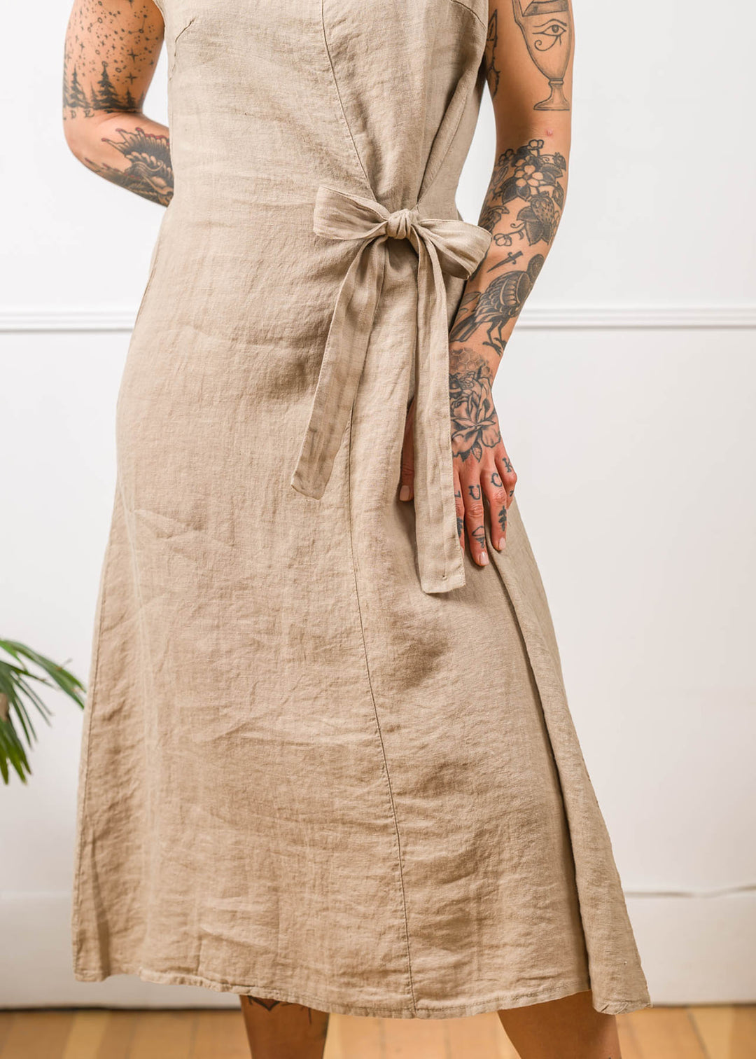 Mia | Linen Tie Midi Dress