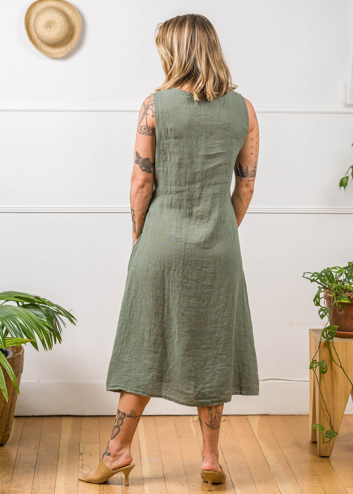 Mia | Linen Tie Midi Dress