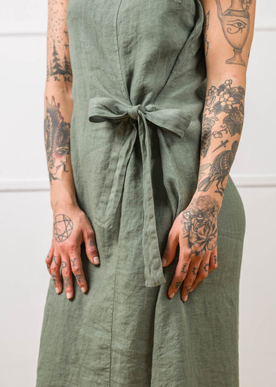 Mia | Linen Tie Midi Dress