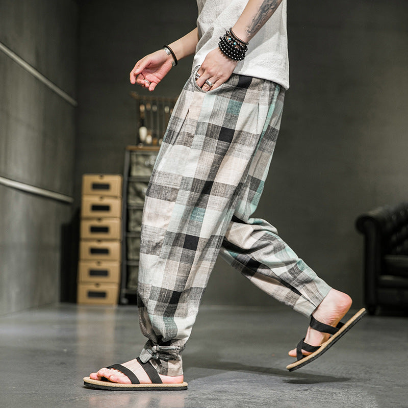 Men's Classic Plaid Ankle Banded Slacks with a Timeless Twist