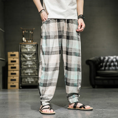 Men's Classic Plaid Ankle Banded Slacks with a Timeless Twist