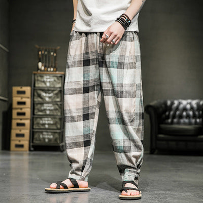 Men's Classic Plaid Ankle Banded Slacks with a Timeless Twist