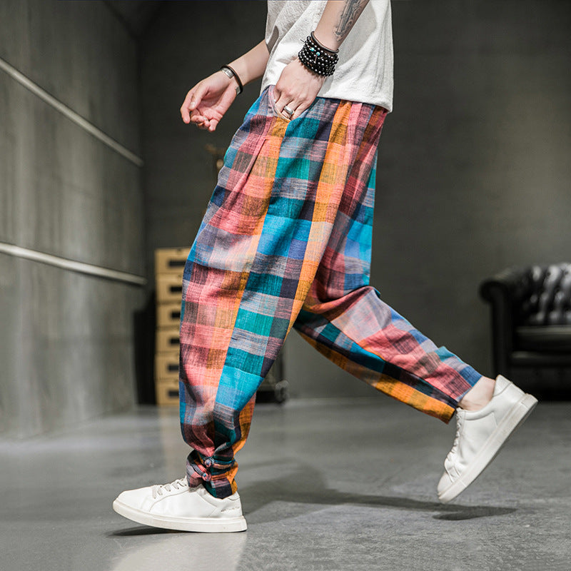 Men's Classic Plaid Ankle Banded Slacks with a Timeless Twist