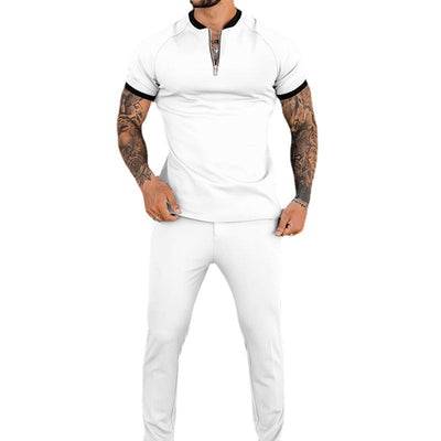 Men's Fashion Casual Slim-fit Short Sleeve Top Pants